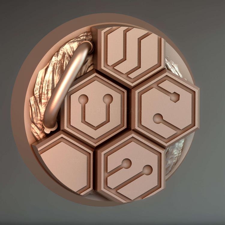 Магнит с круглым основанием Cyber Hex 32 мм V2