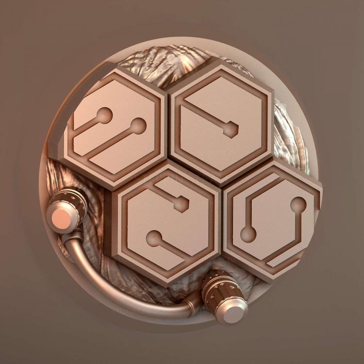 Магнит с круглым основанием Cyber Hex 32 мм V3