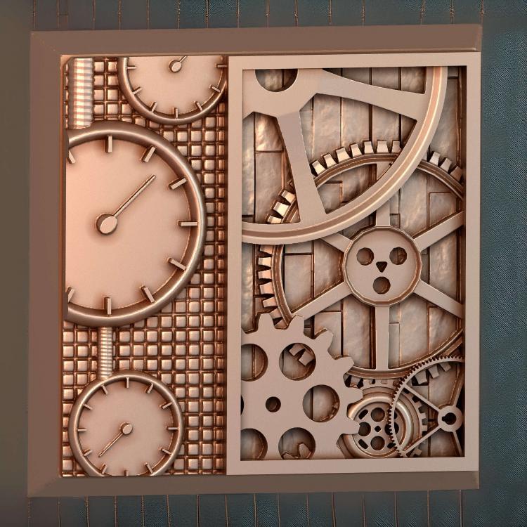 Магнит с квадратным основанием Steam Punk 40 мм