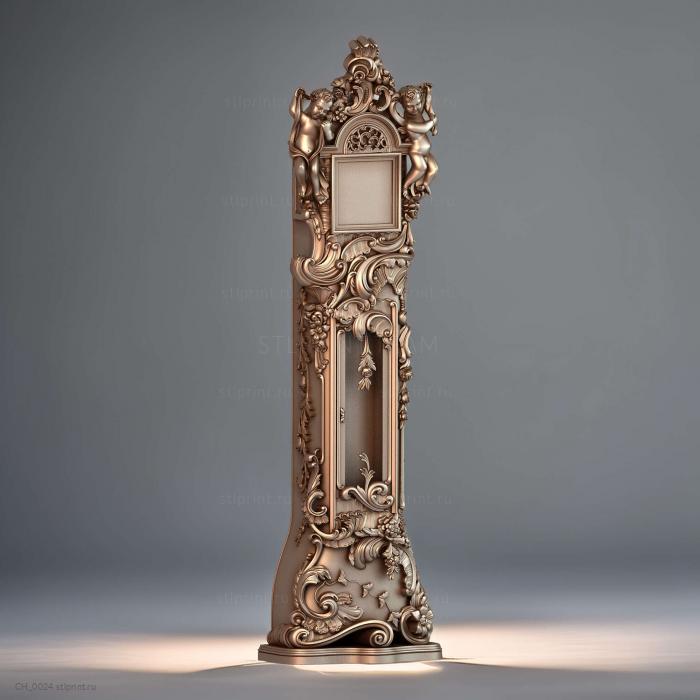 3d stl модель напольных часов, барокко