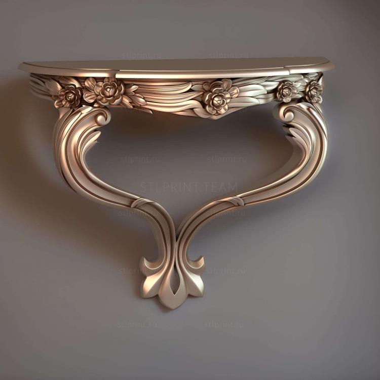 3d stl модель консольного столика, файл для чпу станка