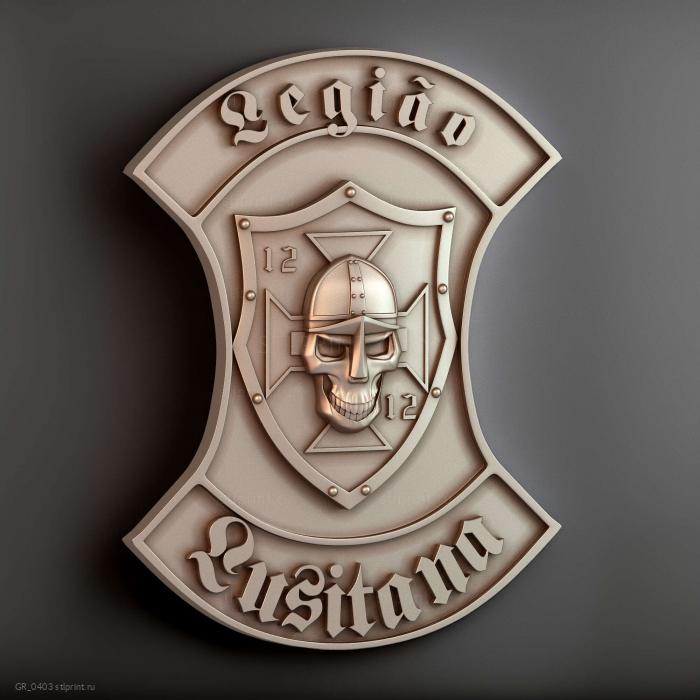 Герб с черепом в шлеме и надписью "Legião Lusitana"