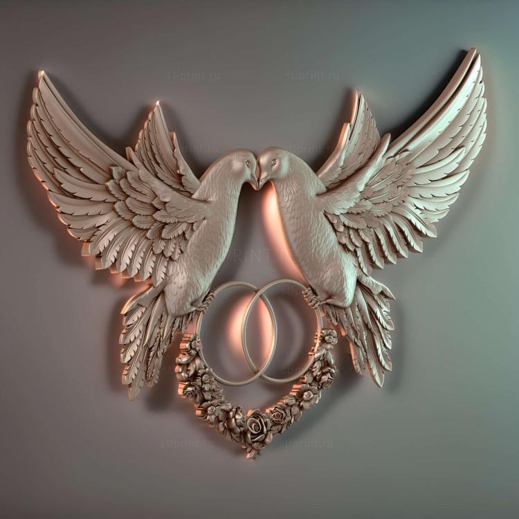 3d stl модель голуби свадебные