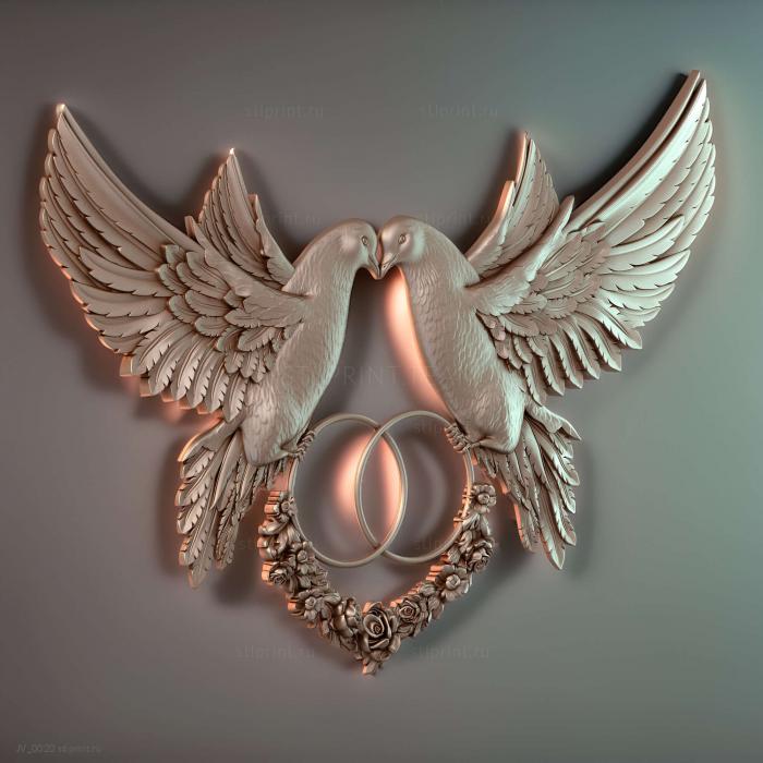 3d stl модель голуби свадебные