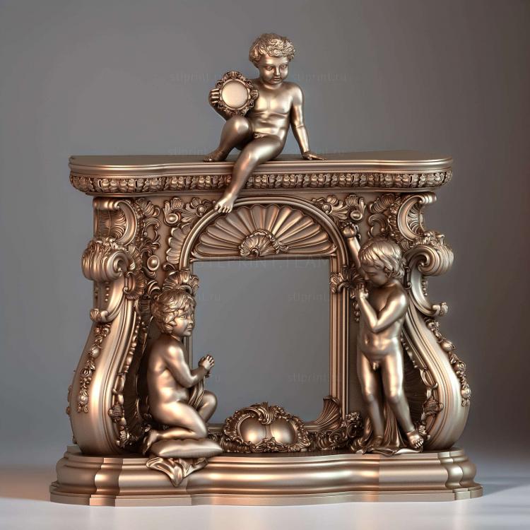 портал для камина со скульптурами, 3d stl модель
