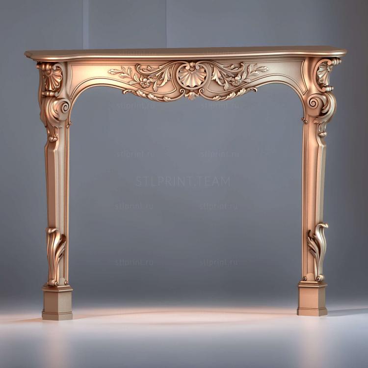 резной декор камина, 3d stl модель для чпу