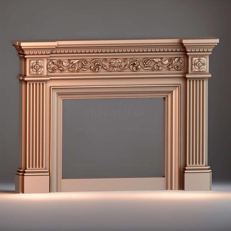 камин, 3d stl модель для ЧПУ, с пилястрами