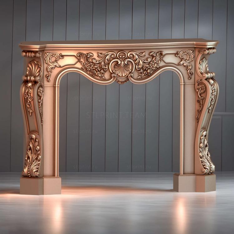 3d stl модель поратала для камина, барокко