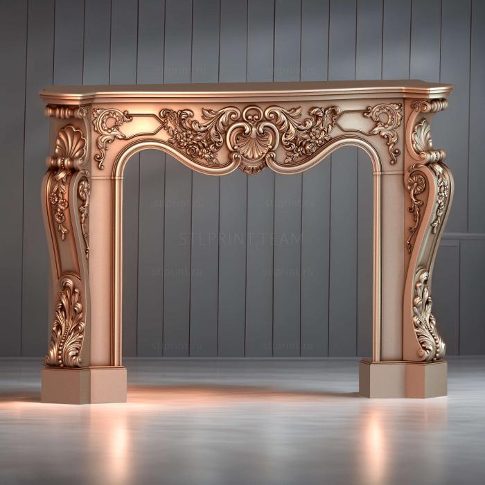 3d stl модель поратала для камина, барокко