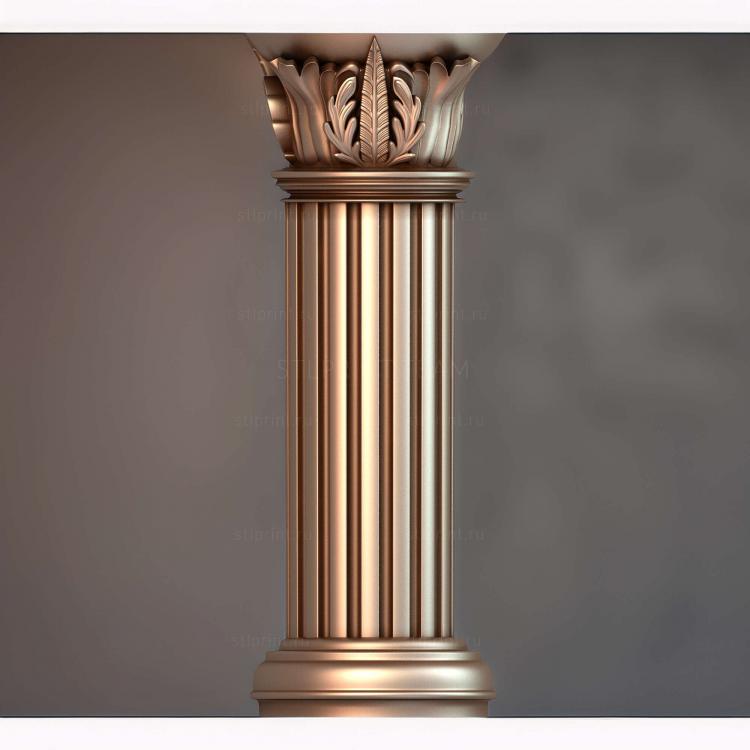 3d stl модель классической колонны, файл для ЧПУ станка