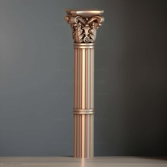 3d stl модель колонны, файл для ЧПУ станка