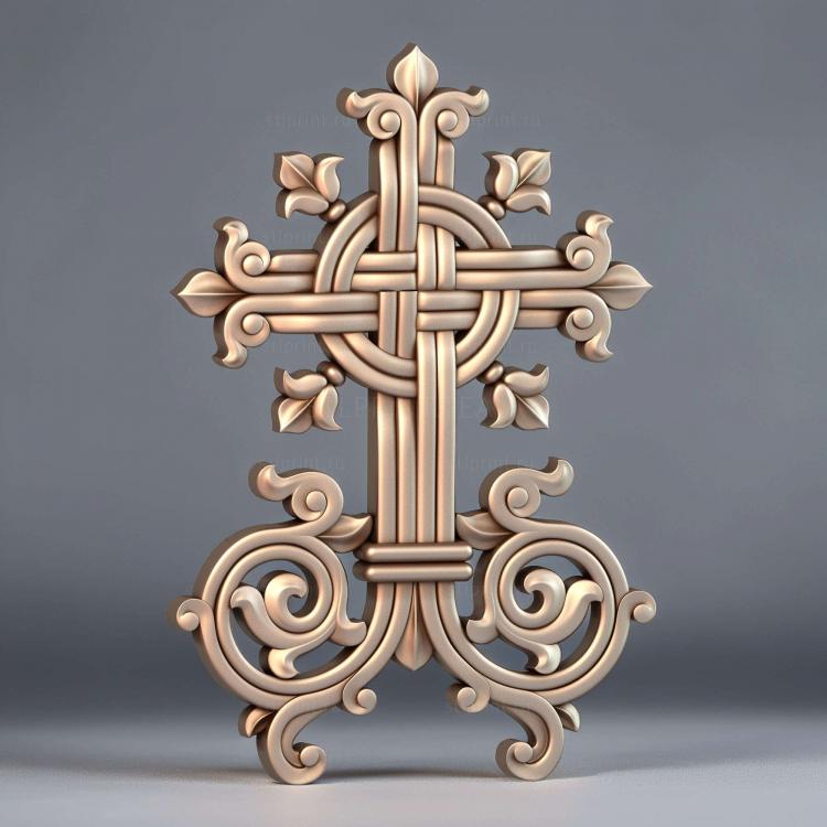 крест с декором, 3d stl модель