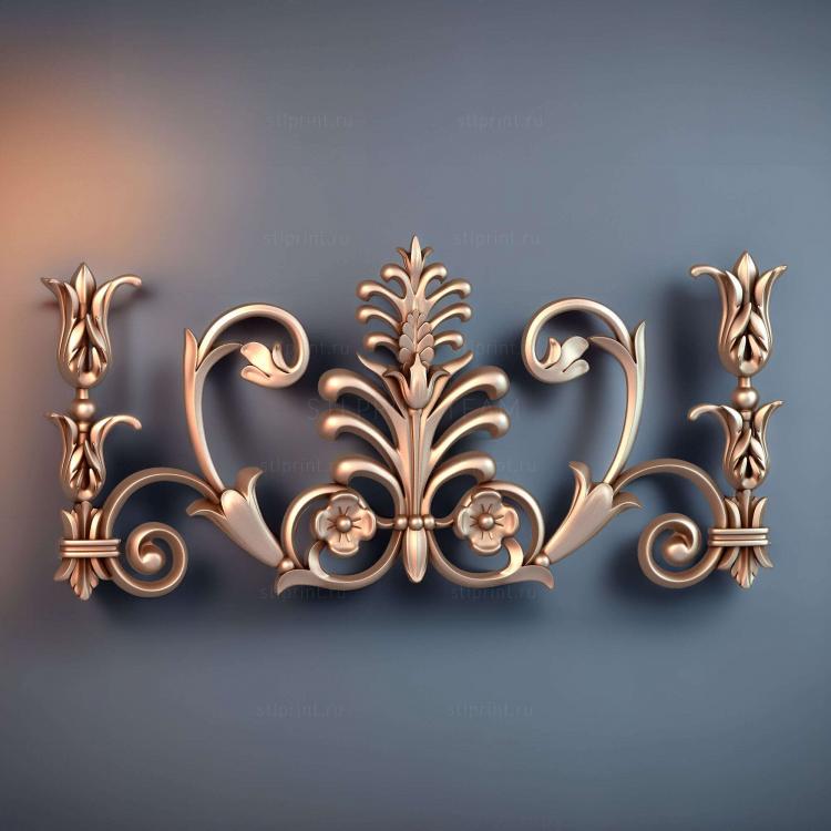 3d stl модель резной панели горизонтальной, файл для чпу станка