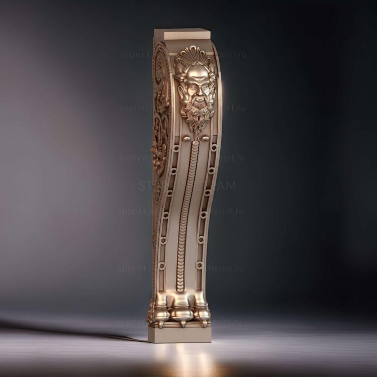 3d stl модель декоративного полустолба, файл для чпу станка