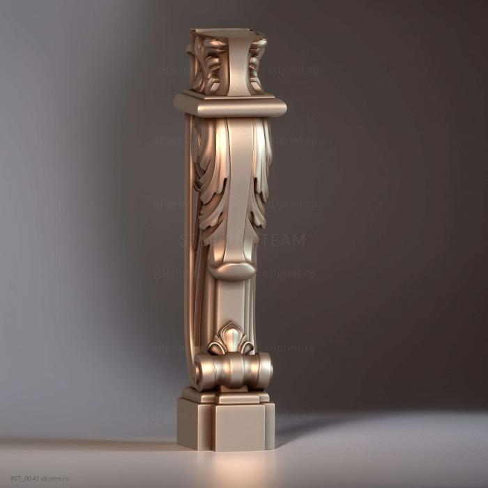 3d stl модель полустолба, файл для чпу станка