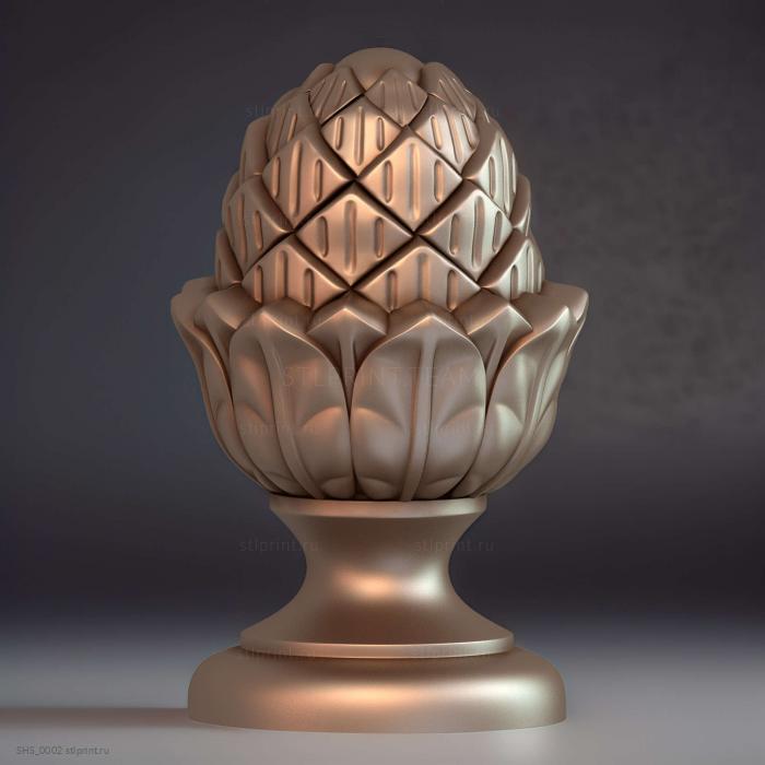 3d stl модель шишки/навершия для столба, файл для ЧПУ