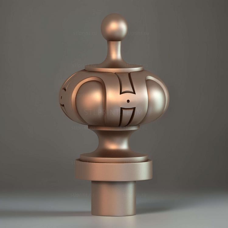 3d stl модель шишки/навершия для столба, файл для ЧПУ