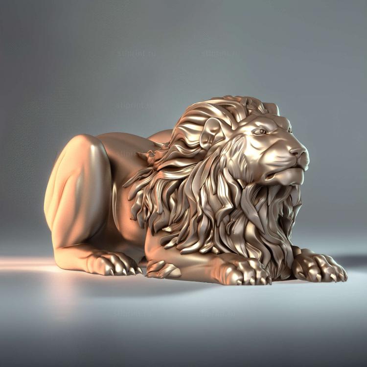3d stl модель статуэтки льва, файл для чпу