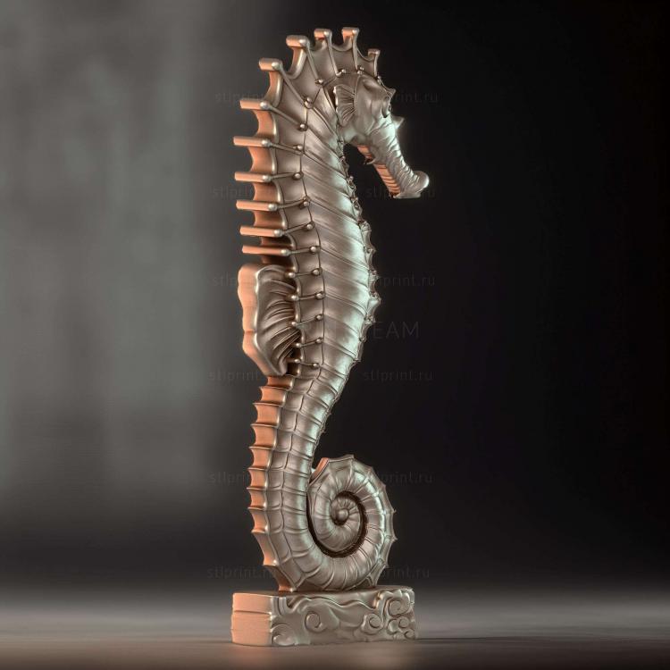 3d stl модель статуэтки морского конька, файл для чпу