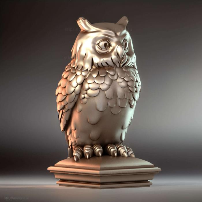 3d stl модель статуэтки совы