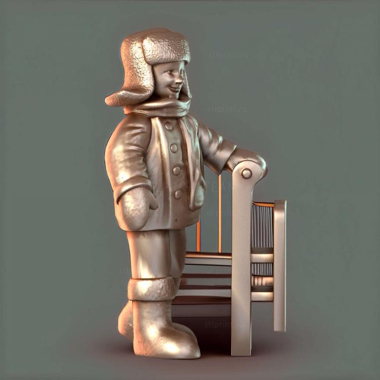Младший ребенок с санками