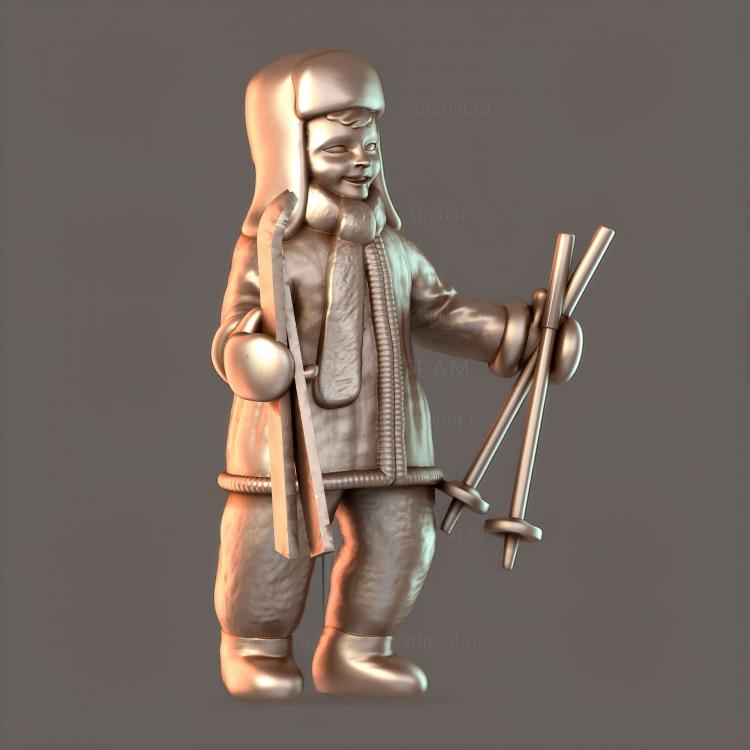 Мальчик с небом и палками в руках