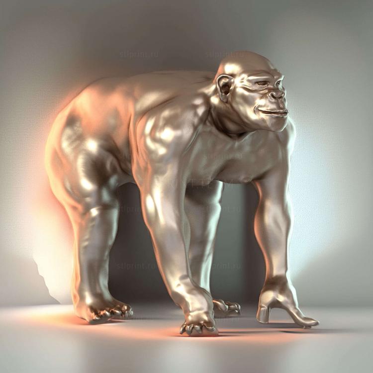 Скульптура шимпанзе Zbrush