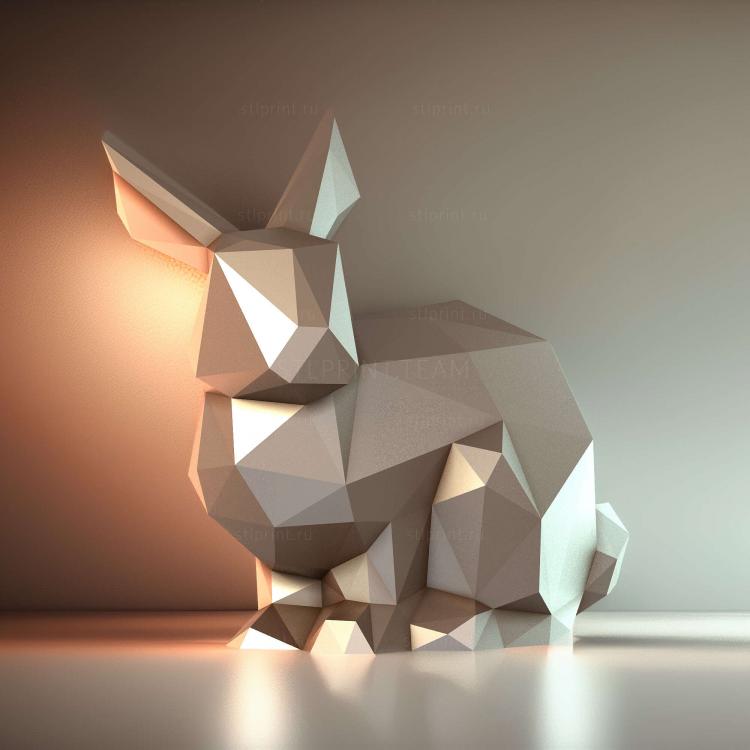 Низкополигональная Плоская Основа Stanford Bunny