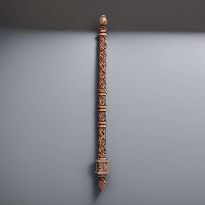 3d stl модель столба витого резного,