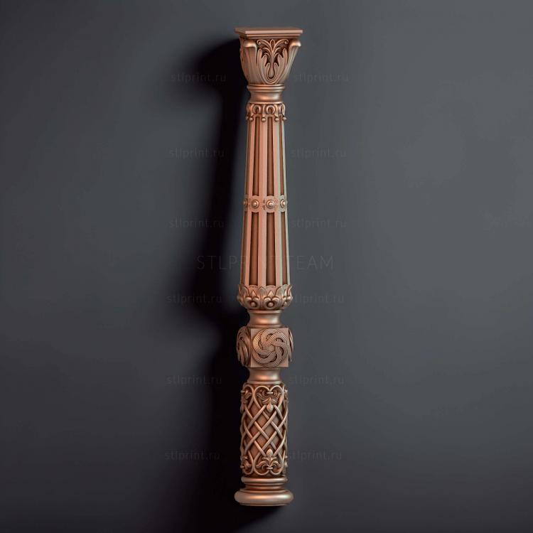 3d stl модель столба с пилястрой, файл для чпу