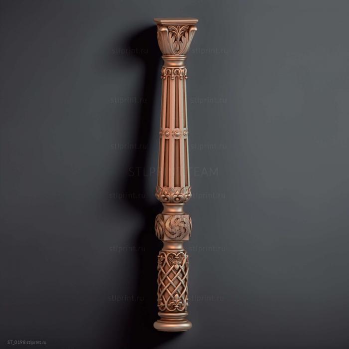 3d stl модель столба с пилястрой, файл для чпу