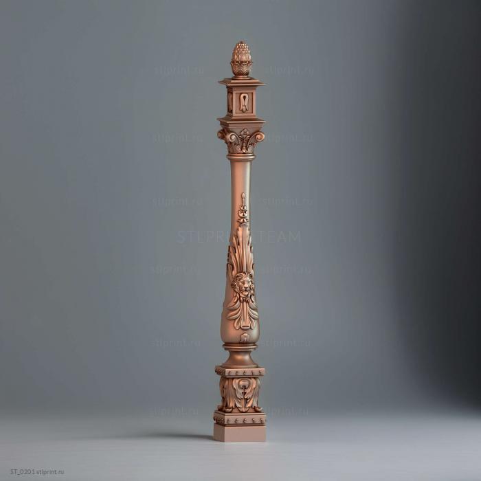 3d stl модель столба с навершием/шишкой