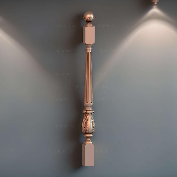 3d stl модель столба с навершием, файл для чпу