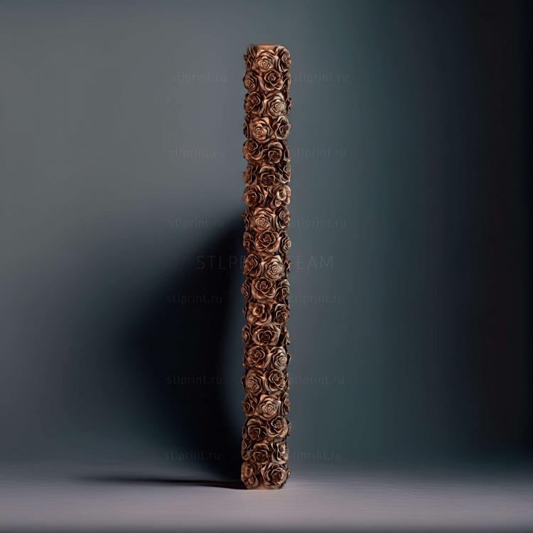 3d stl модель столба, розы