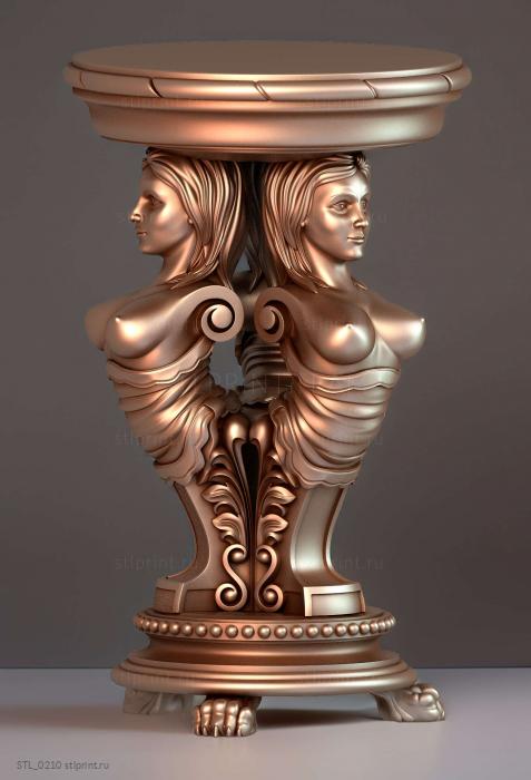 3d stl модель стола со скульптурным подстольем