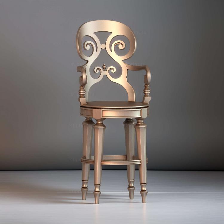 3d stl модель стула с резной спинкой