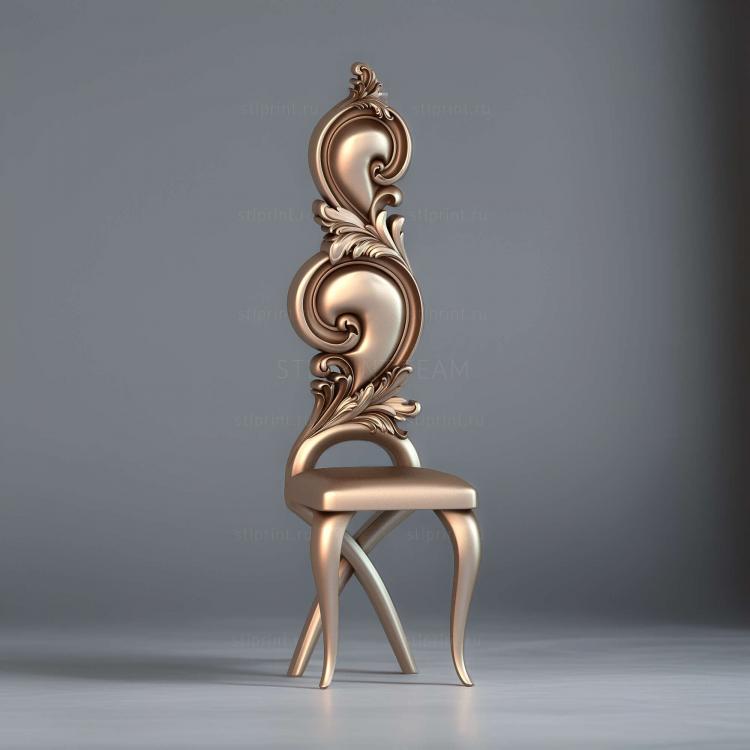 3d stl модель стула с высокой спинкой, файл для чпу