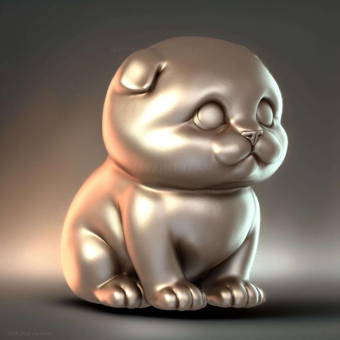 Симпатичный Шотландский вислоухий котенок STL для 3D печати