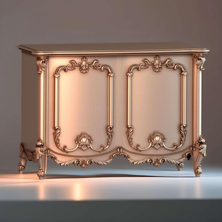 3d stl модель тумбы, классика, прованс